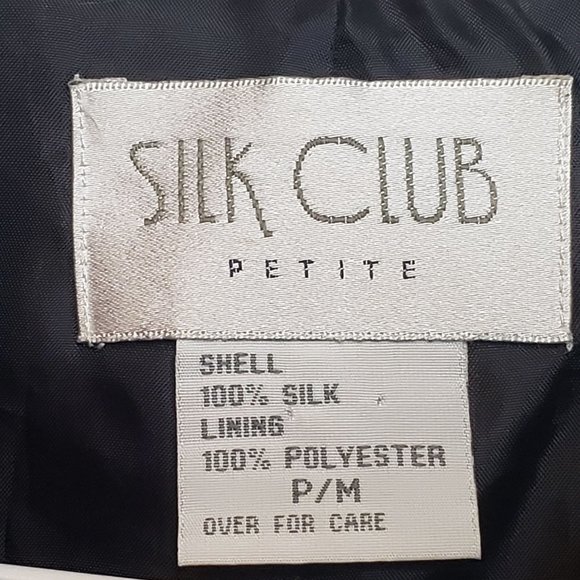 Vintage Silk Cropped Jacket Zip Up Silk Club Petite Medium Black Pink Gray - Picture 2 of 5